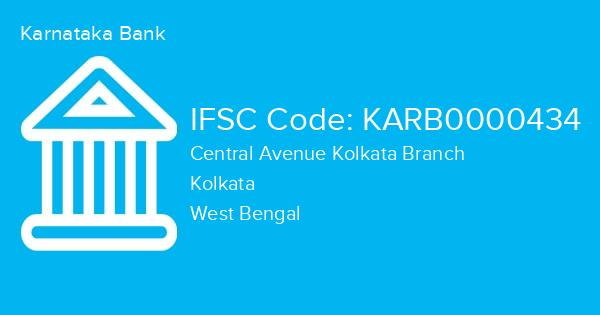 Karnataka Bank, Central Avenue Kolkata Branch IFSC Code - KARB0000434