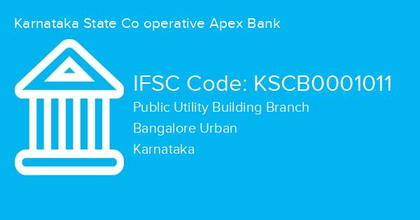 Karnataka State Co operative Apex Bank, Public Utility Building Branch IFSC Code - KSCB0001011