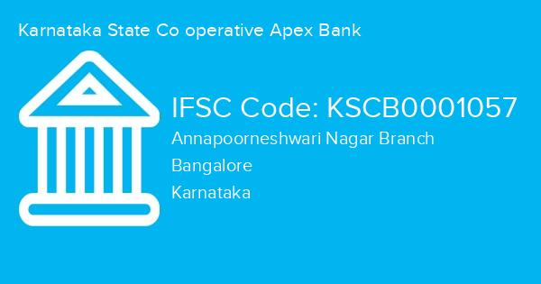 Karnataka State Co operative Apex Bank, Annapoorneshwari Nagar Branch IFSC Code - KSCB0001057