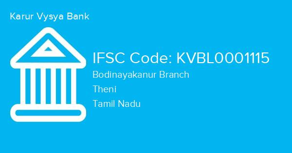 Karur Vysya Bank, Bodinayakanur Branch IFSC Code - KVBL0001115