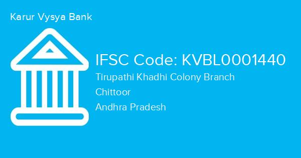 Karur Vysya Bank, Tirupathi Khadhi Colony Branch IFSC Code - KVBL0001440