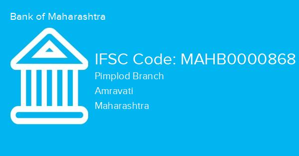 Bank of Maharashtra, Pimplod Branch IFSC Code - MAHB0000868