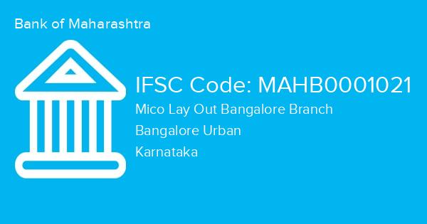 Bank of Maharashtra, Mico Lay Out Bangalore Branch IFSC Code - MAHB0001021