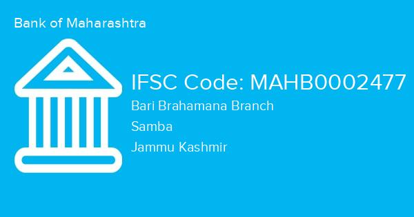 Bank of Maharashtra, Bari Brahamana Branch IFSC Code - MAHB0002477