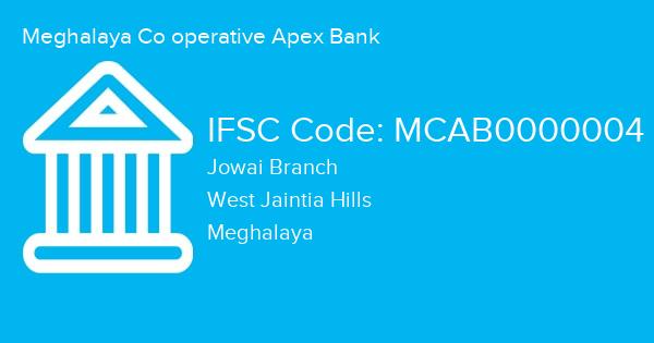 Meghalaya Co operative Apex Bank, Jowai Branch IFSC Code - MCAB0000004