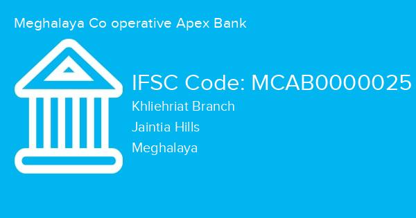 Meghalaya Co operative Apex Bank, Khliehriat Branch IFSC Code - MCAB0000025
