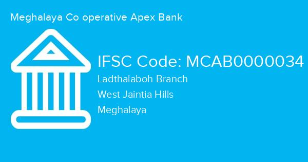 Meghalaya Co operative Apex Bank, Ladthalaboh Branch IFSC Code - MCAB0000034