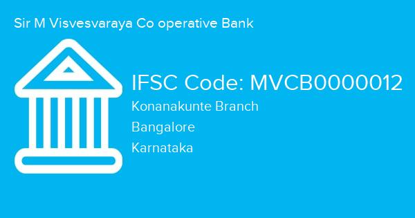 Sir M Visvesvaraya Co operative Bank, Konanakunte Branch IFSC Code - MVCB0000012