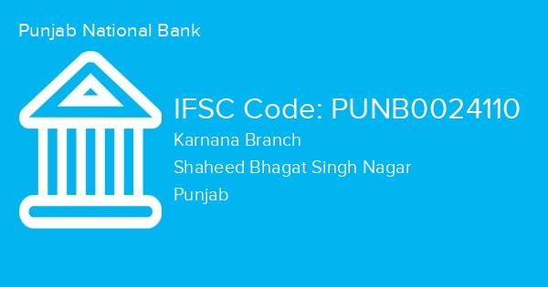 Punjab National Bank, Karnana Branch IFSC Code - PUNB0024110