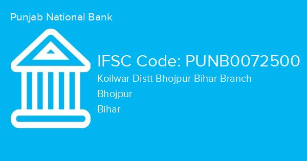 Punjab National Bank, Koilwar Distt Bhojpur Bihar Branch IFSC Code - PUNB0072500