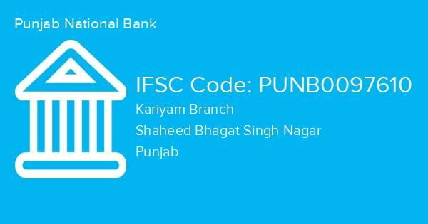 Punjab National Bank, Kariyam Branch IFSC Code - PUNB0097610