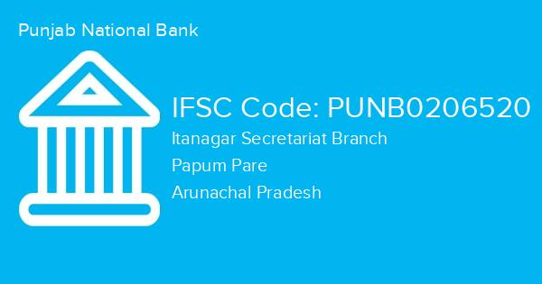 Punjab National Bank, Itanagar Secretariat Branch IFSC Code - PUNB0206520