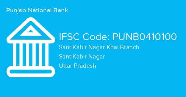 Punjab National Bank, Sant Kabir Nagar Khal Branch IFSC Code - PUNB0410100