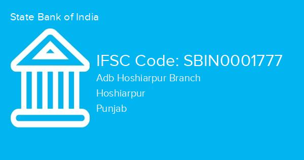 State Bank of India, Adb Hoshiarpur Branch IFSC Code - SBIN0001777