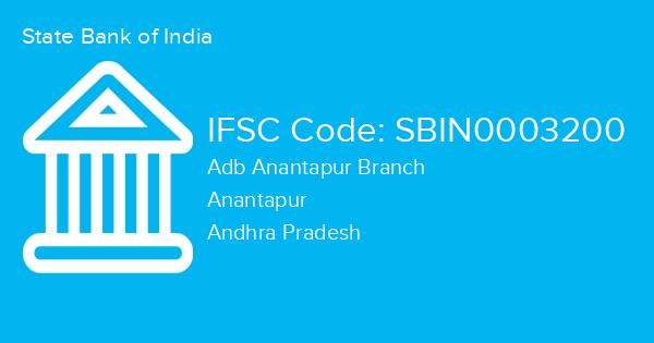 State Bank of India, Adb Anantapur Branch IFSC Code - SBIN0003200