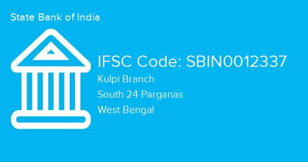 State Bank of India, Kulpi Branch IFSC Code - SBIN0012337