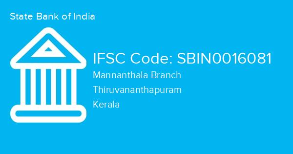 State Bank of India, Mannanthala Branch IFSC Code - SBIN0016081