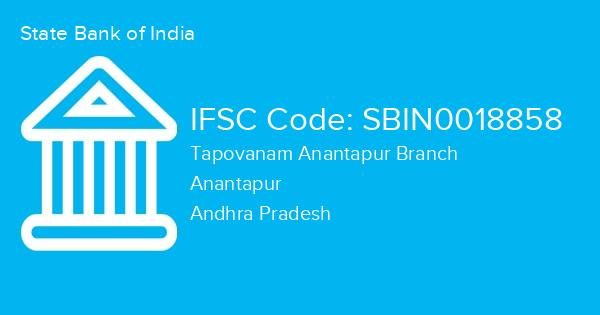 State Bank of India, Tapovanam Anantapur Branch IFSC Code - SBIN0018858