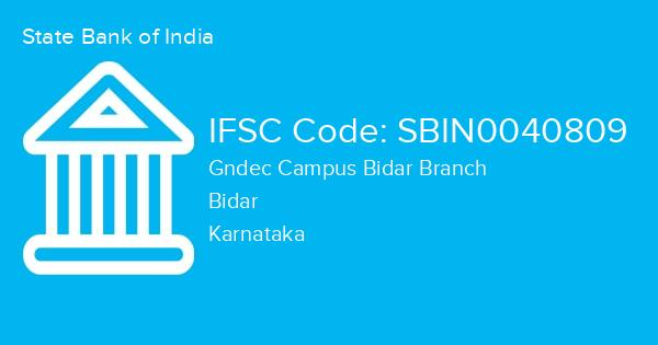 State Bank of India, Gndec Campus Bidar Branch IFSC Code - SBIN0040809