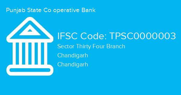 Punjab State Co operative Bank, Sector Thirty Four Branch IFSC Code - TPSC0000003