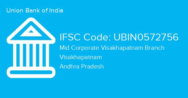Union Bank of India, Mid Corporate Visakhapatnam Branch IFSC Code - UBIN0572756