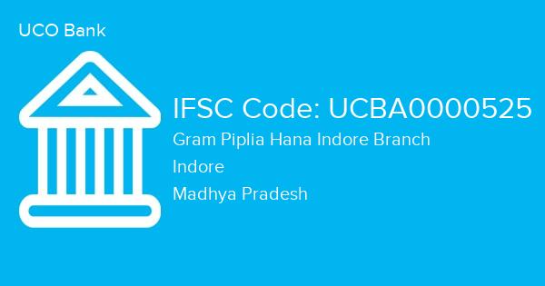 UCO Bank, Gram Piplia Hana Indore Branch IFSC Code - UCBA0000525