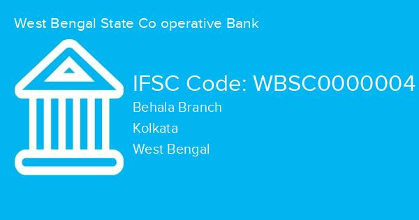 West Bengal State Co operative Bank, Behala Branch IFSC Code - WBSC0000004