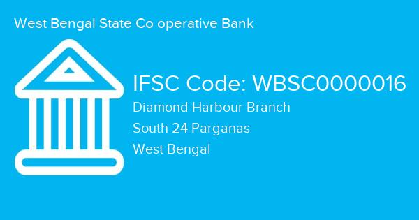 West Bengal State Co operative Bank, Diamond Harbour Branch IFSC Code - WBSC0000016