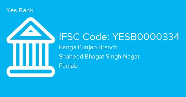 Yes Bank, Banga Punjab Branch IFSC Code - YESB0000334