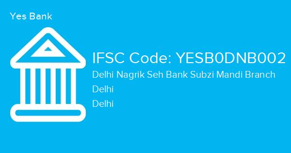 Yes Bank, Delhi Nagrik Seh Bank Subzi Mandi Branch IFSC Code - YESB0DNB002