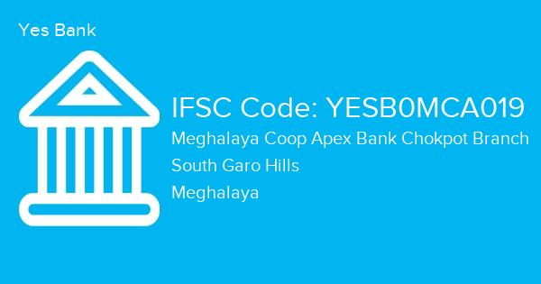 Yes Bank, Meghalaya Coop Apex Bank Chokpot Branch IFSC Code - YESB0MCA019