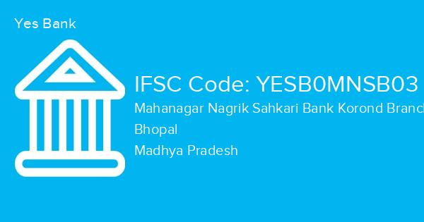 Yes Bank, Mahanagar Nagrik Sahkari Bank Korond Branch IFSC Code - YESB0MNSB03