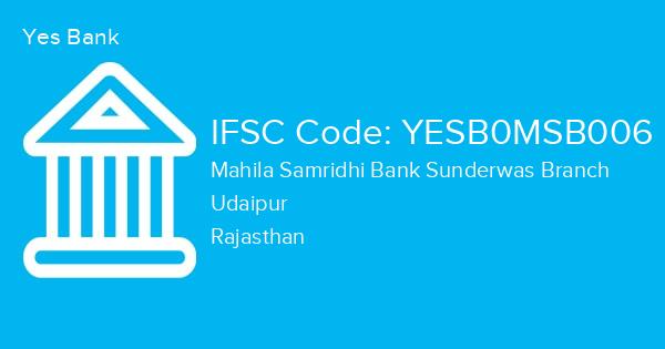 Yes Bank, Mahila Samridhi Bank Sunderwas Branch IFSC Code - YESB0MSB006
