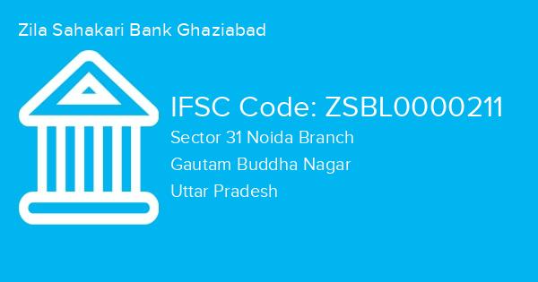 Zila Sahakari Bank Ghaziabad, Sector 31 Noida Branch IFSC Code - ZSBL0000211