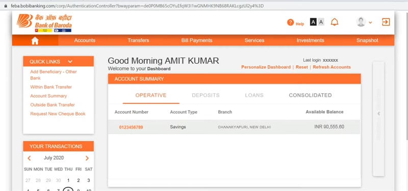 Bank of Baroda Account Balance Check Net Banking