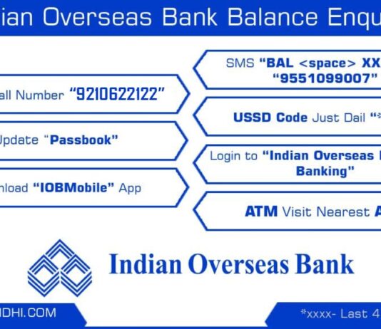 Indian Overseas Bank Balance Inquiry Number