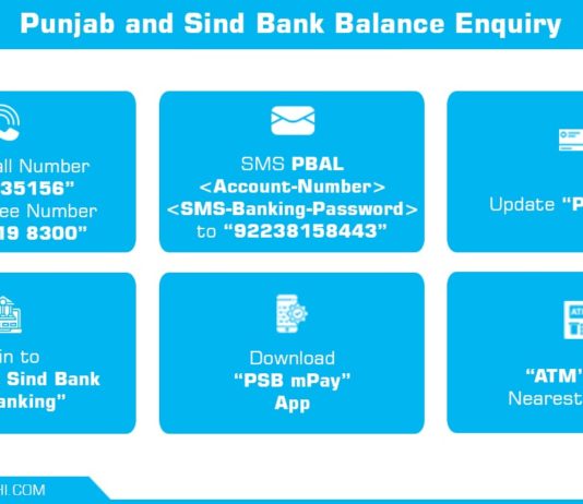 How to check Punjab and Sind Account Balance