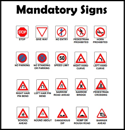 Mandatory Traffic Signs