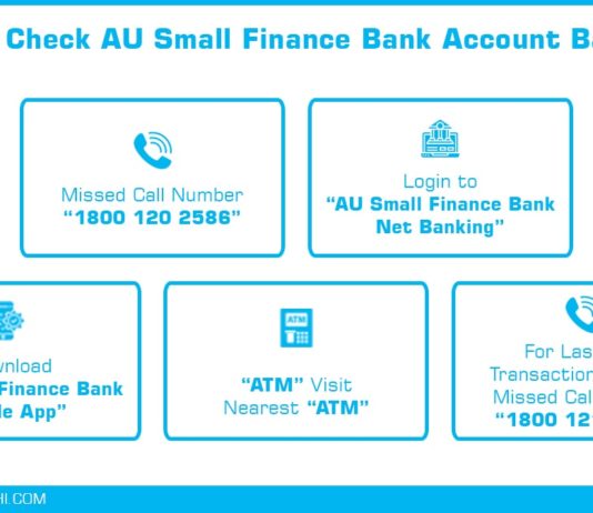 how to check au small finance bank account balance