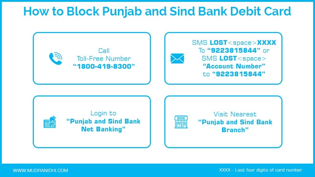 How to block punjab and sind bank debit card