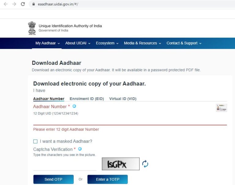 How to Download Aadhaar Card Online - Mudra Nidhi