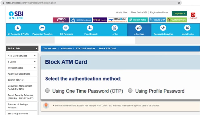 SBI Debit Card Cancel Step 6