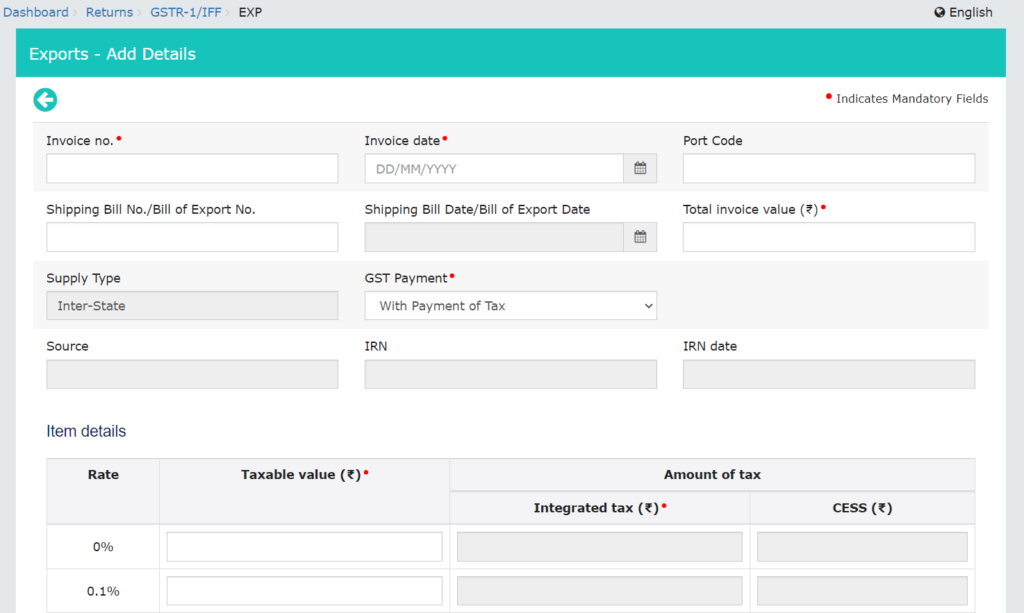 Fill GST invoice details